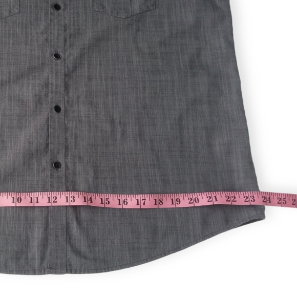 AFANI MEN SHORT SLEEVE BUTTON-DOWN SHIRT. SIZE L. COLOR GRAY - Picture 8 of 12